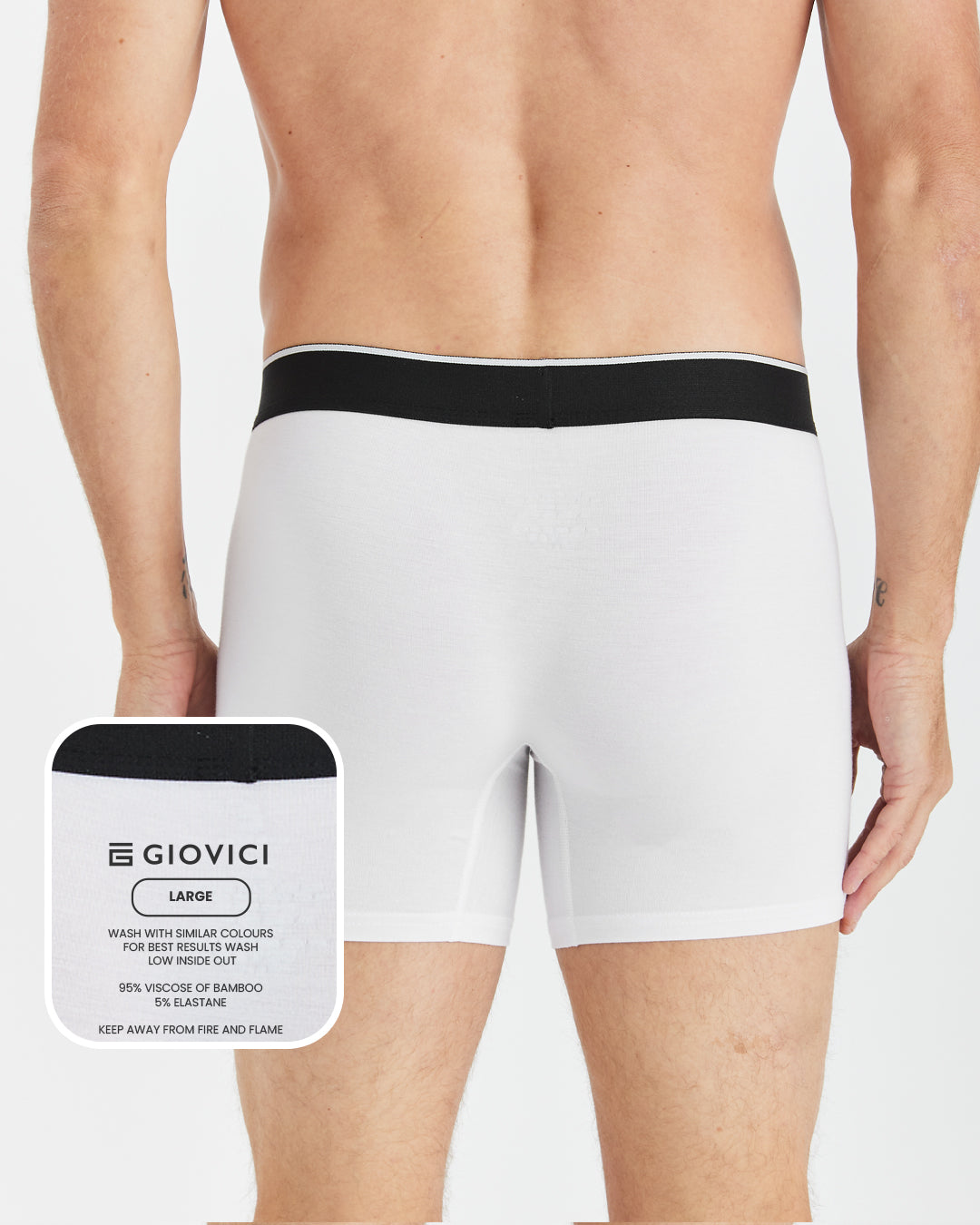 Bamboo Boxers - White - 3 Pack