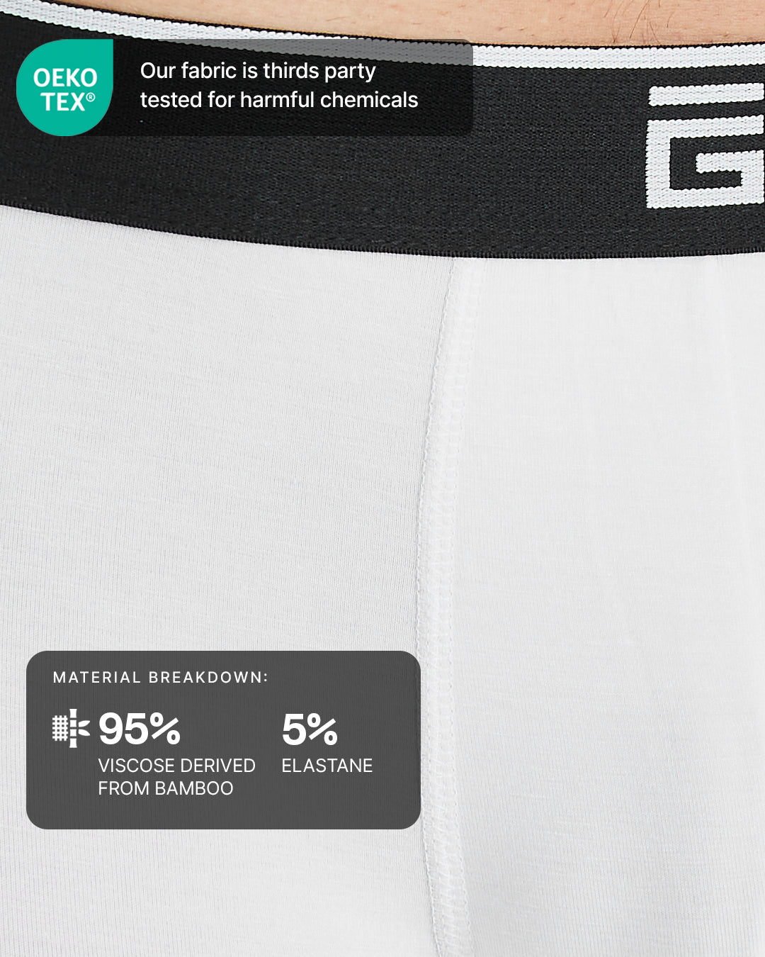 Bamboo Boxers - White - 3 Pack