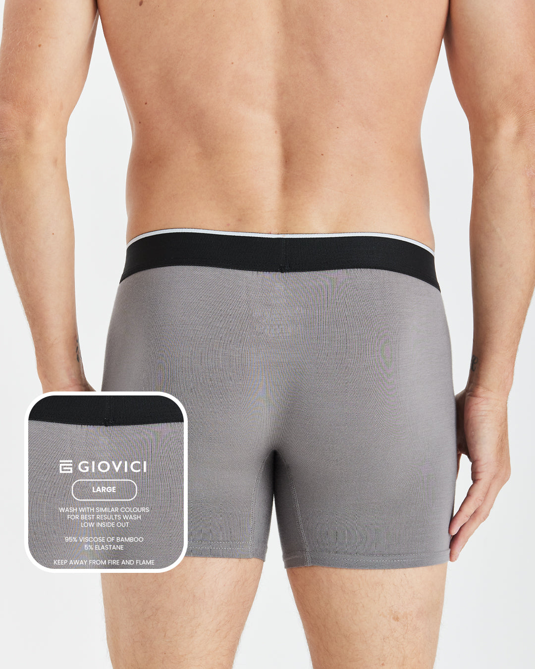 Bamboo Boxers - Space Grey - 3 Pack