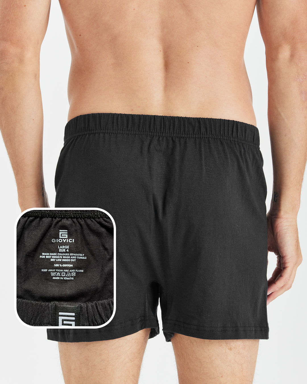 Soft Cotton Loose Fit Boxers - Black - 3 Pack