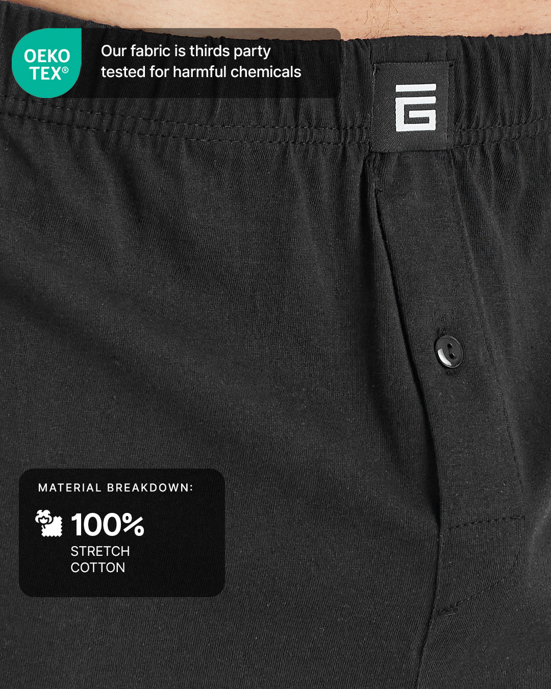 Soft Cotton Loose Fit Boxers - Black - 3 Pack