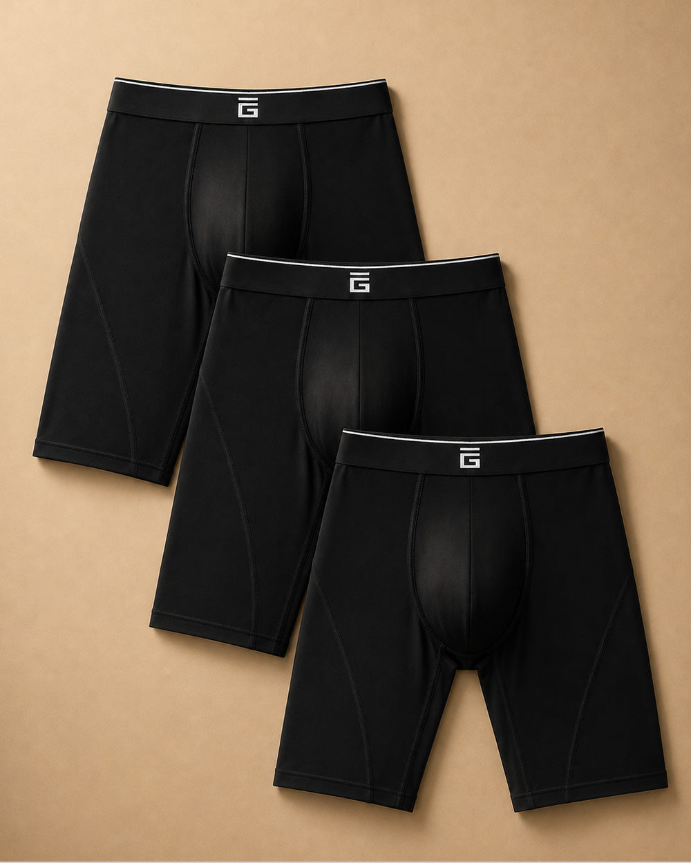 Long Bamboo Boxers - Black - 3 Pack