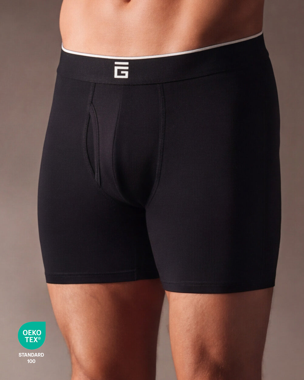 Luxe Bamboo Boxers With Fly - Black - 3 Pack