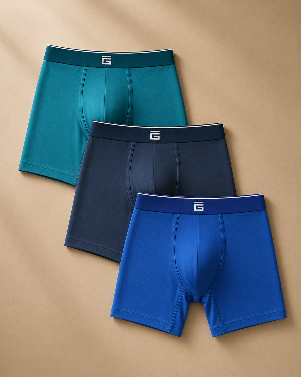 Luxe Bamboo Boxers - Mixed Blue - 3 Pack
