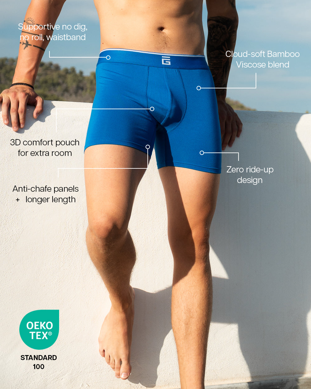 Luxe Bamboo Boxers - Mixed Blue - 3 Pack