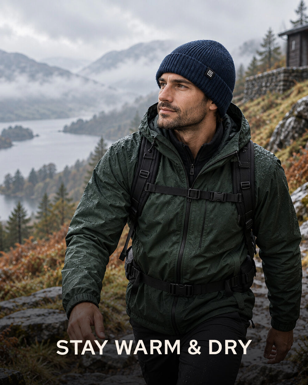 Waterproof Beanie Hat - Black