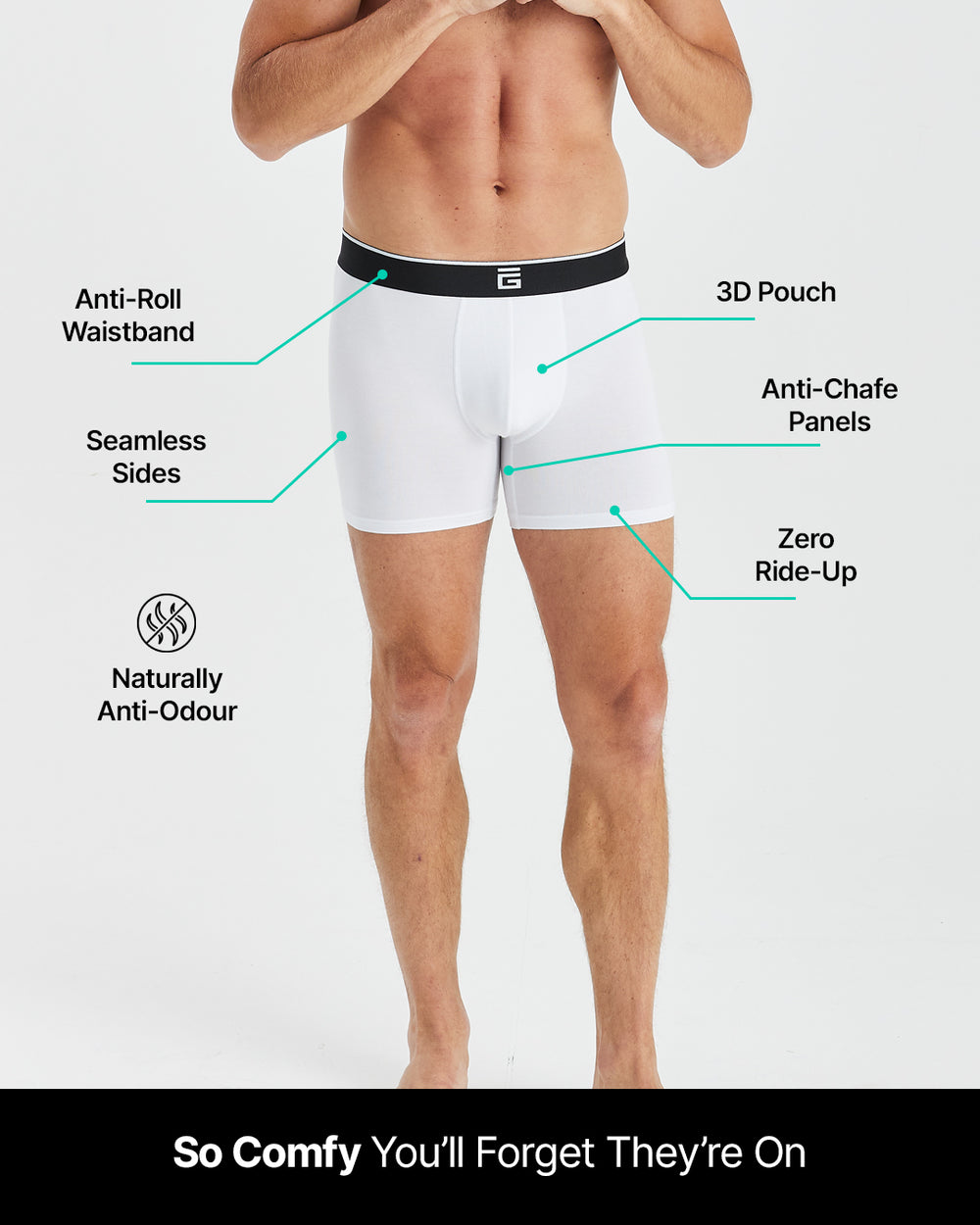 3-Pack Men's Navy Blue 95% Bamboo Boxer Shorts