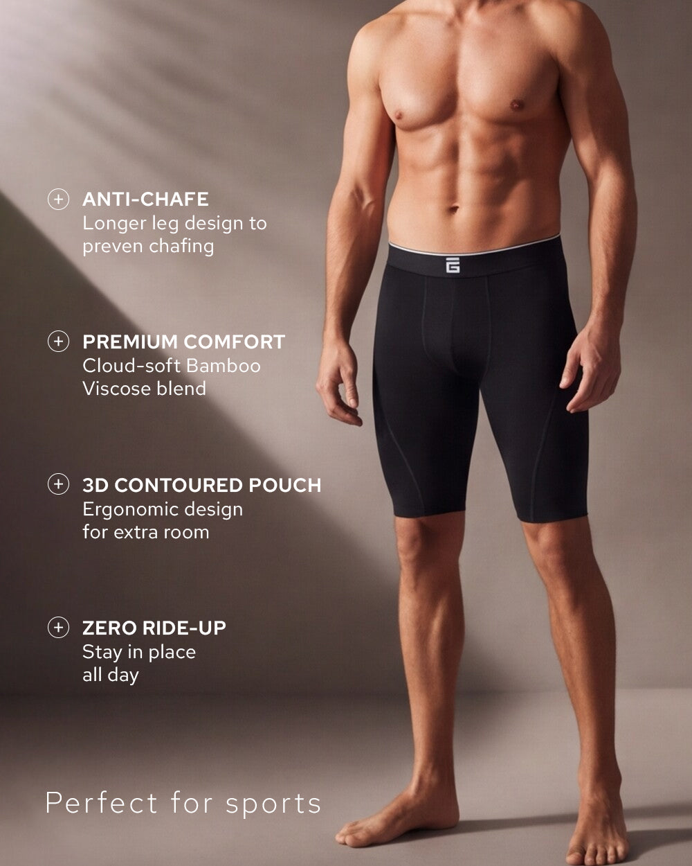 Long Bamboo Boxers - Black - 3 Pack
