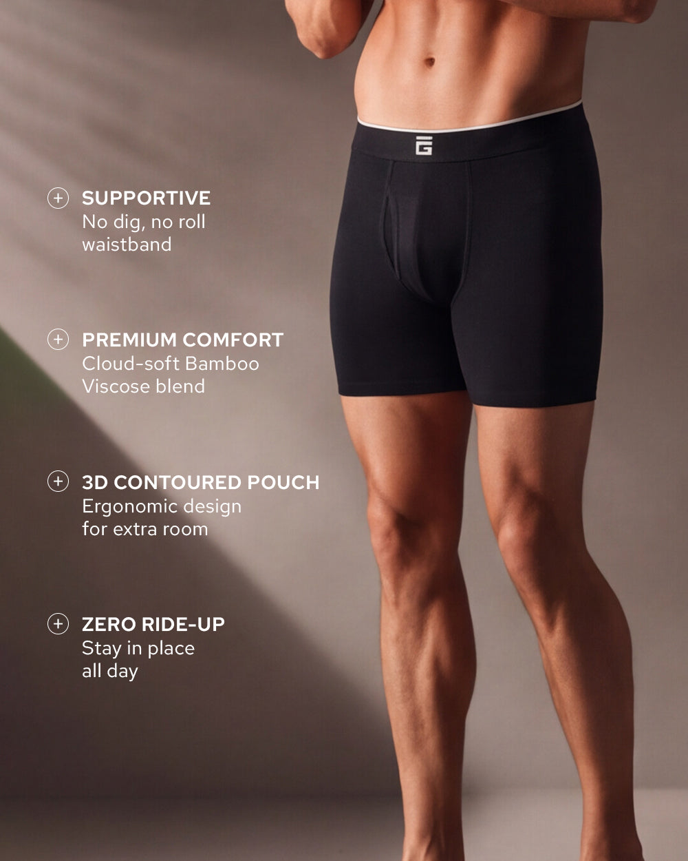 Luxe Bamboo Boxers With Fly - Black - 3 Pack