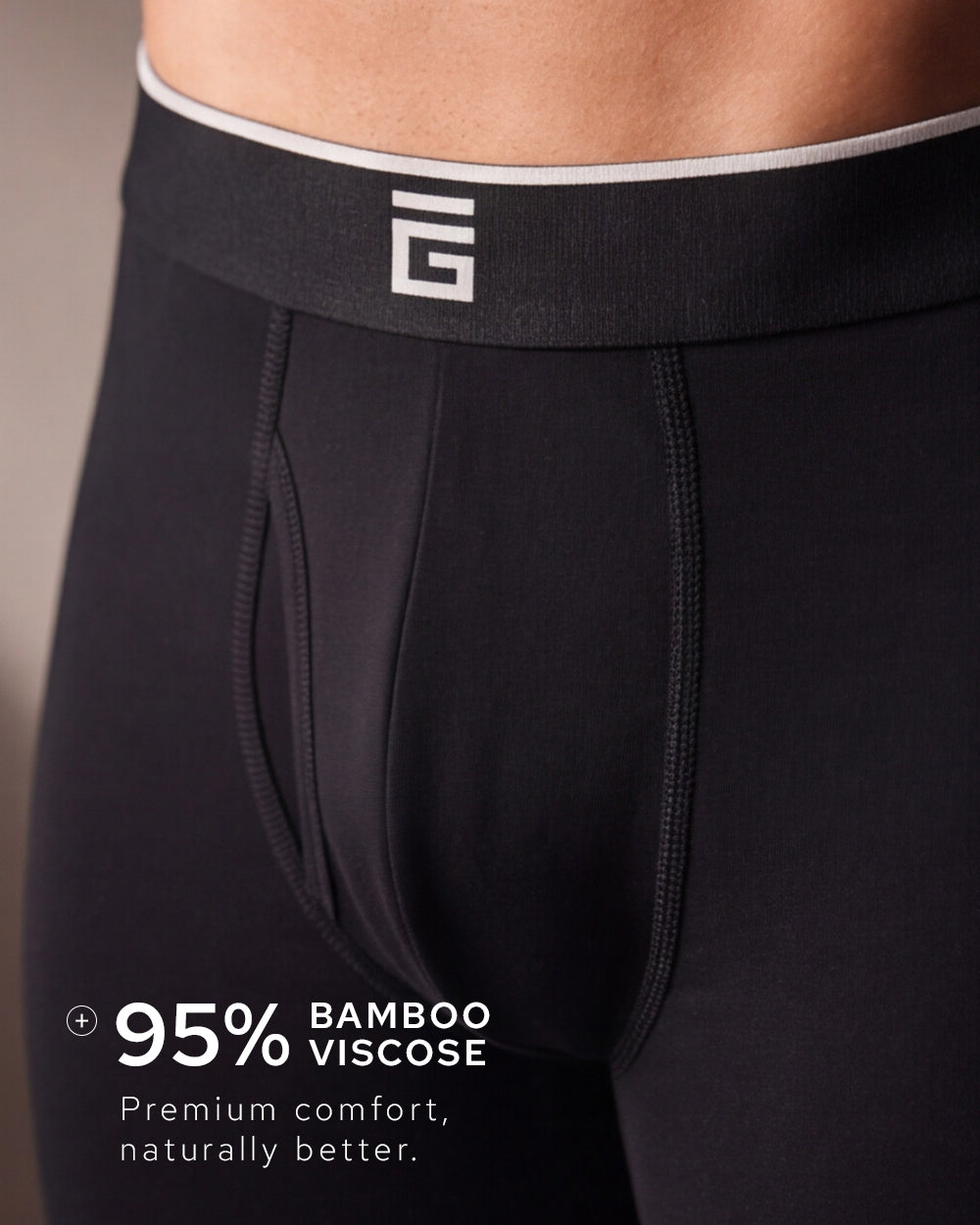 Luxe Bamboo Boxers With Fly - Black - 3 Pack