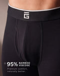 Luxe Bamboo Boxers With Fly - Black - 3 Pack