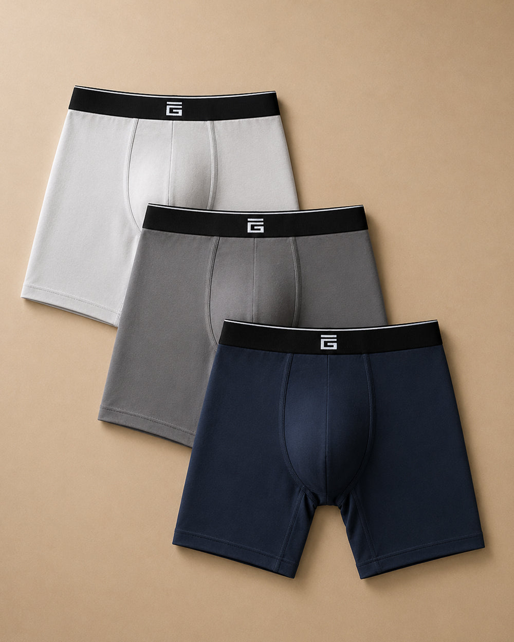 Luxe Bamboo Boxers - Blue, White, Grey - 3 Pack