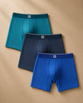 Luxe Bamboo Boxers - Mixed Blue - 3 Pack