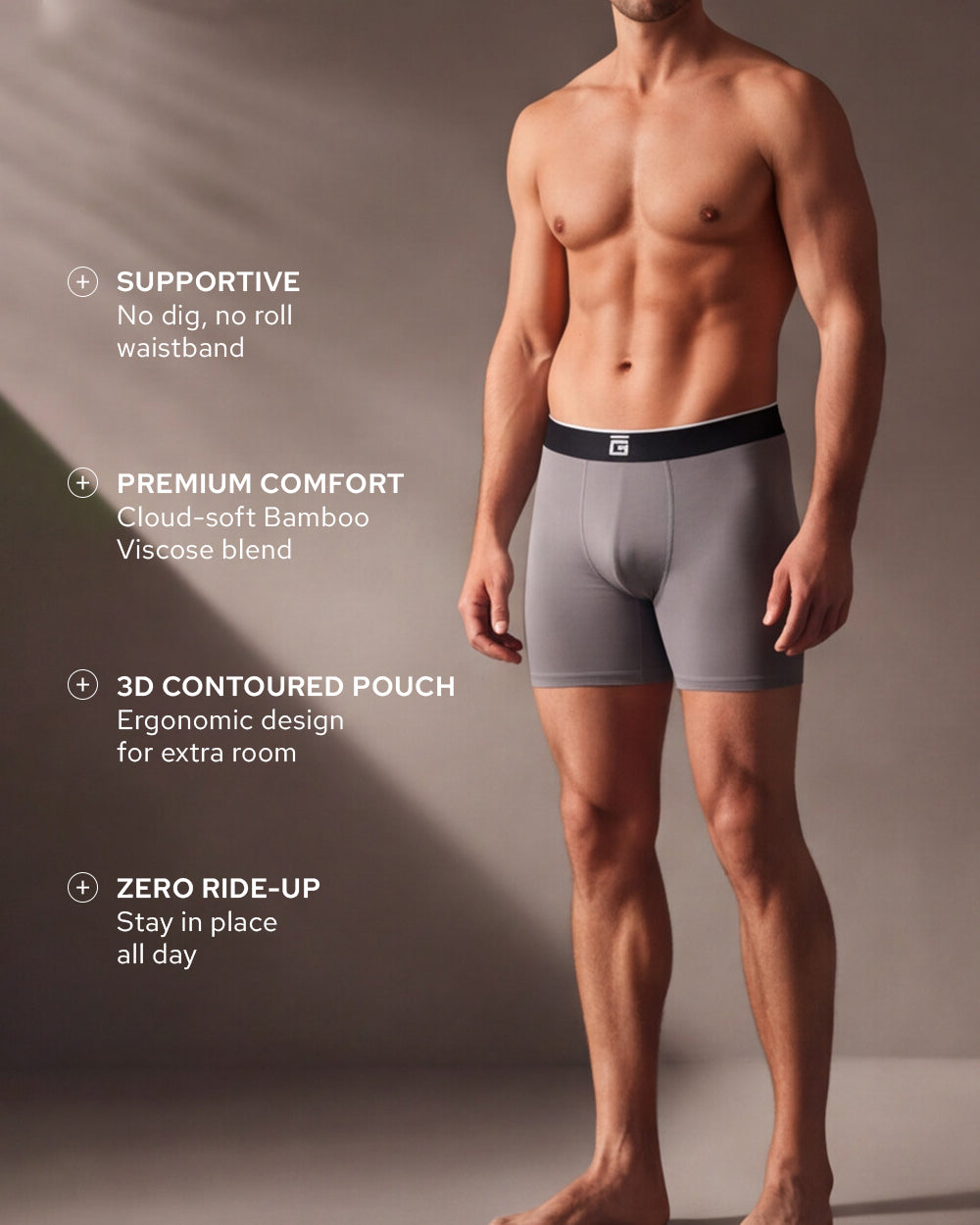 Luxe Bamboo Boxers - Space Grey - 3 Pack