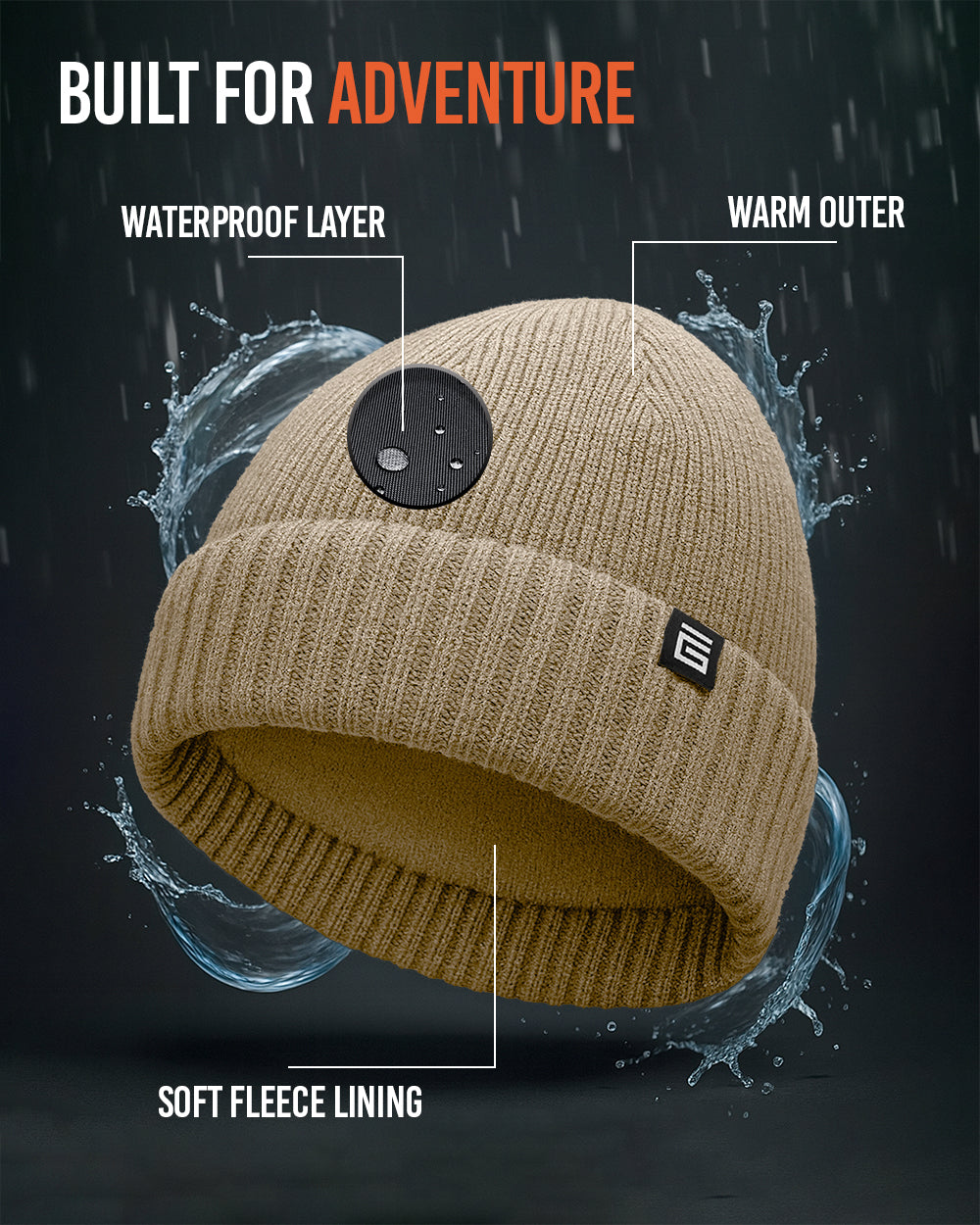 Waterproof Beanie Hat - Sand
