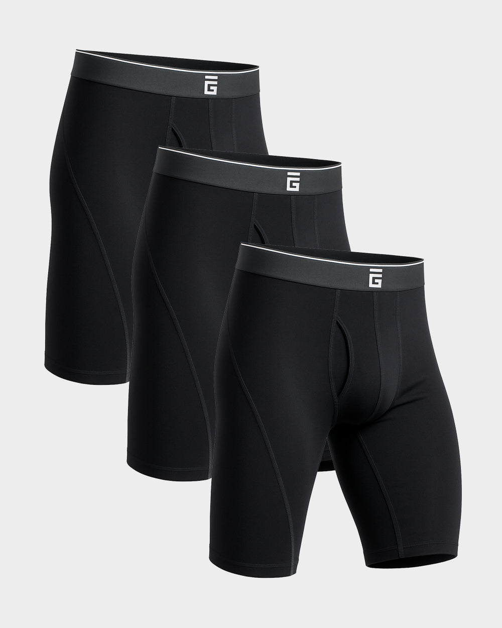Long Bamboo Boxers with Fly (3 Pack)