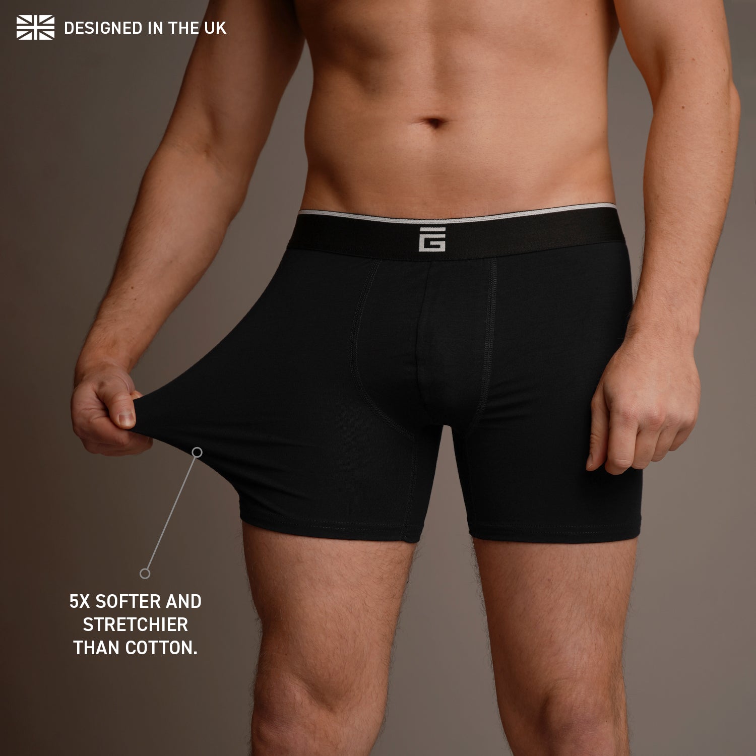 Mens 3 Pack Black Bamboo Boxer Shorts