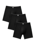 Three black Giovici bamboo boxer briefs with fly